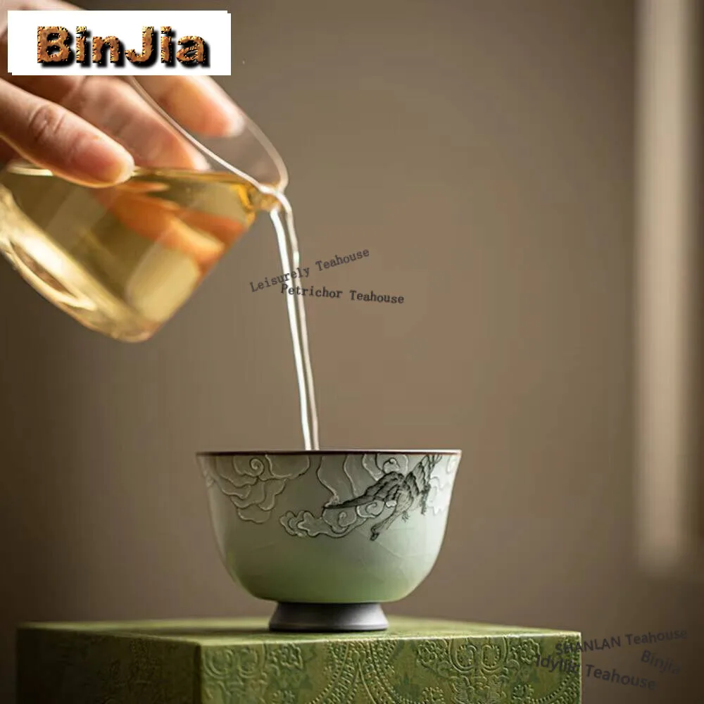 110ml Gracked Glaze Handmade Master Cup Household Handpainted Panda Teacup Vintage Beautiful Tea Bowl Meditation Cup Ornaments