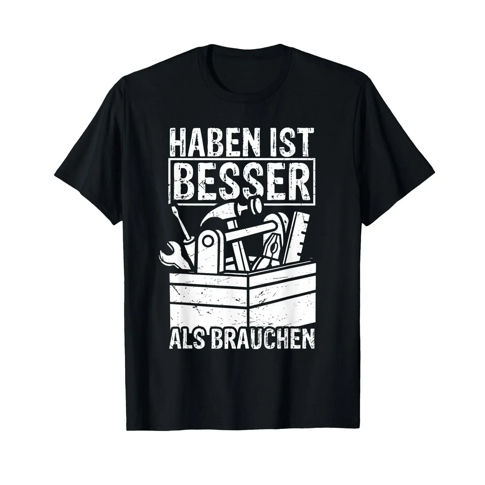 Camiseta para hombre Haben ist Besser als Bbrauch Handwerker Heimwerker, negra, vintage, lavada, suave, elástica, con diseño gráfico.