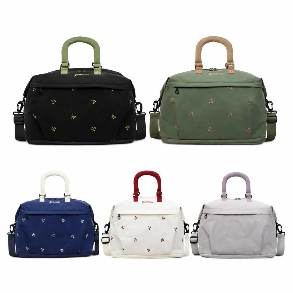 Large Capacity Travel Luggage Bag Extensible Wear-resistant Crossbody Bag Bows Embroidery Dry and Wet Separation Gym Bag