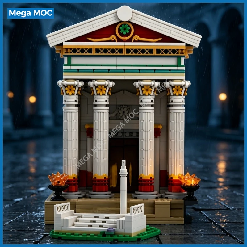 Roman Temple Building Blocks Vintage European Holy Shrine Diorama Detailed Ancient Civilization MOC Bricks Set