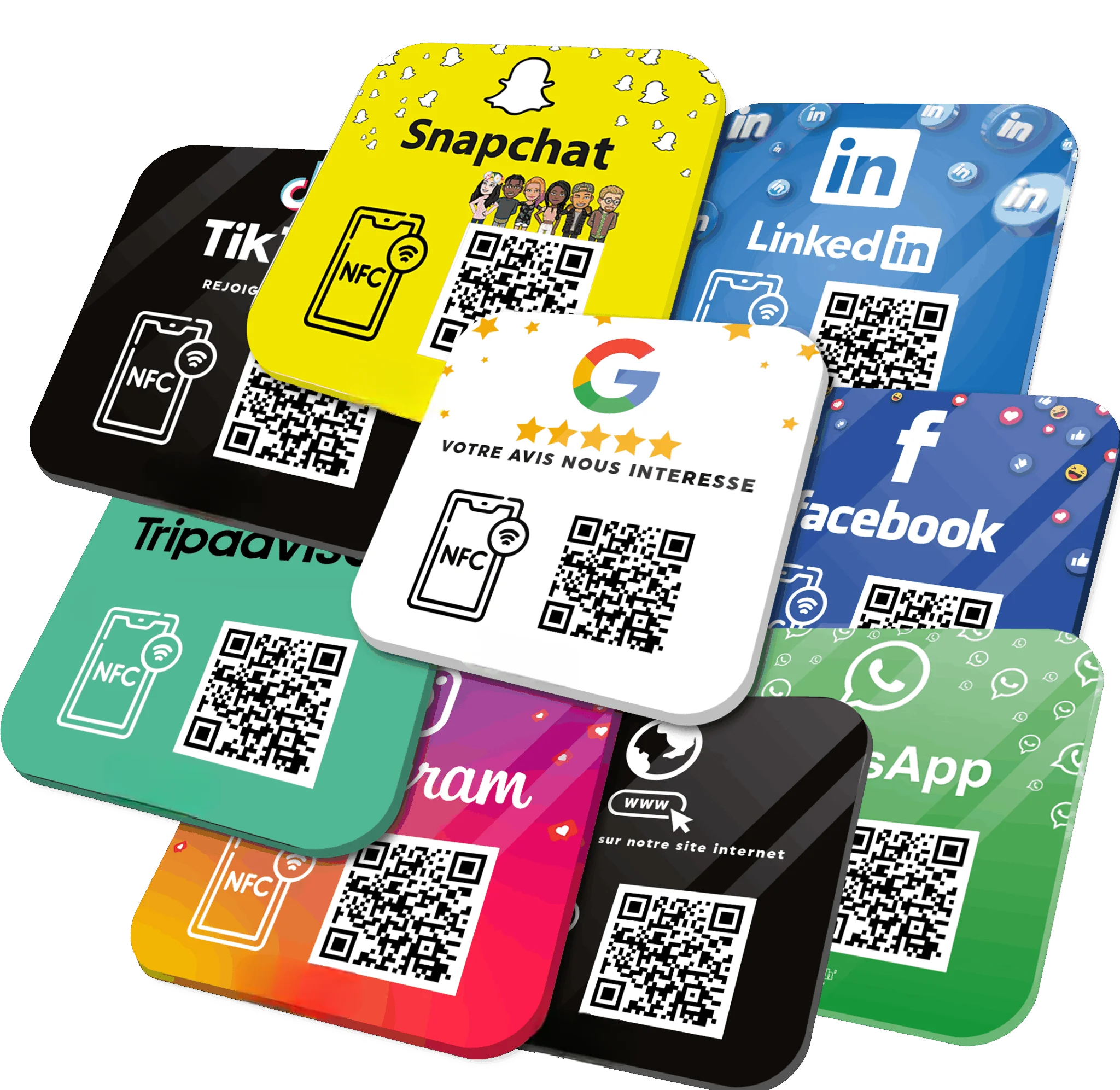 NFC Google Review Sign NFC Tap ou Scan Code Google Business Feedback One Tap Contactless QR Code Sign NFC Social Tag Sign