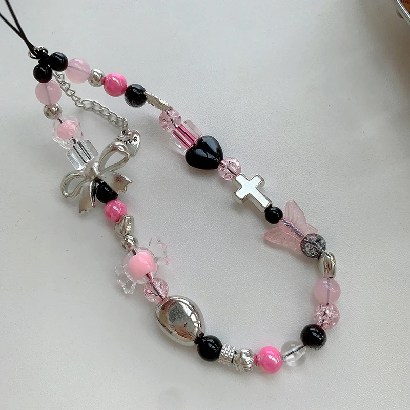 الهاتف المحمول سلسلة معلقة نمط حلو ورائع مطرز حالة الهاتف المحمول الحبل المفاتيح سلسلة معلقة مناسبة آيفون