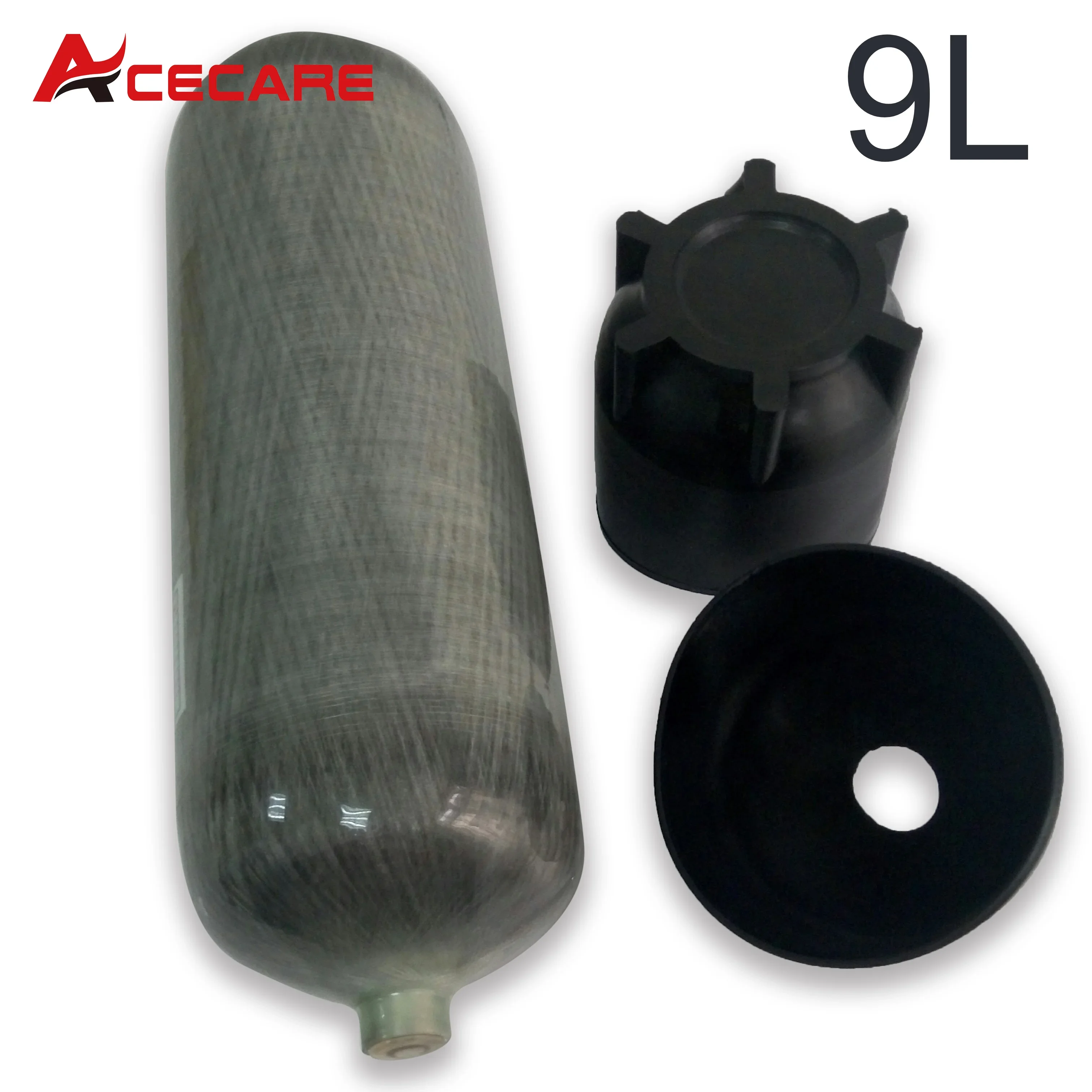 ACECARE 4500psi 30Mpa 9L Carbon Fiber Cylinder with Rubber Boots  300Bar High Pressure HPA Cylinder for Scuba Diving