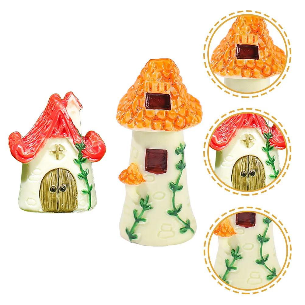 10Pcs Miniature Tile-Roofed House Resin Tiny Houses for Mini Garden Desktop Decor Micro Landscape Ornaments Fairy