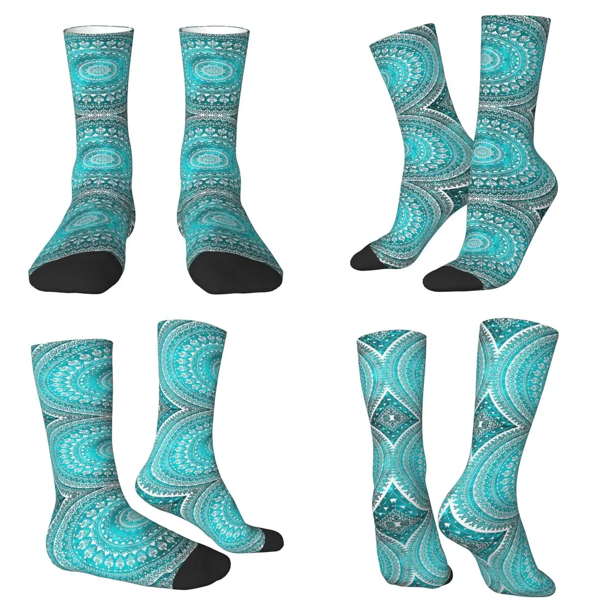 

Носки Mandala с бирюзой в стиле Харадзюку, супер мягкие чулки, всесезонные длинные носки, аксессуары для мужчин и женщин, рождественские подарки