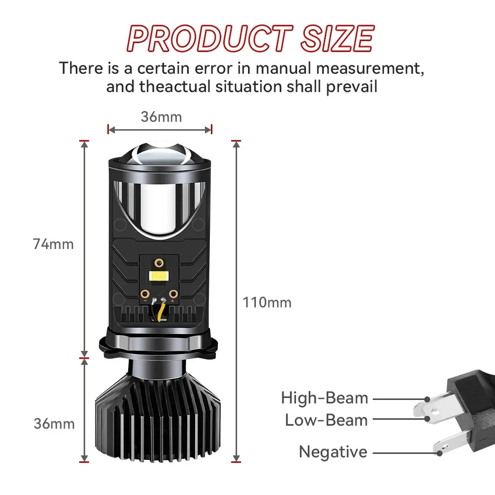 Projector with fan cooled headlights Y6 H4 LED projector lens 90W car high beam bulb 12V view 2