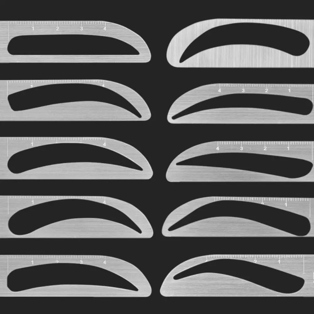 3D Eyebrow Tattoo Ruler 10 Styles Balance Shaper Microblading Eyebrow Stencil Metal Reusable Brow Drawing Guide Template