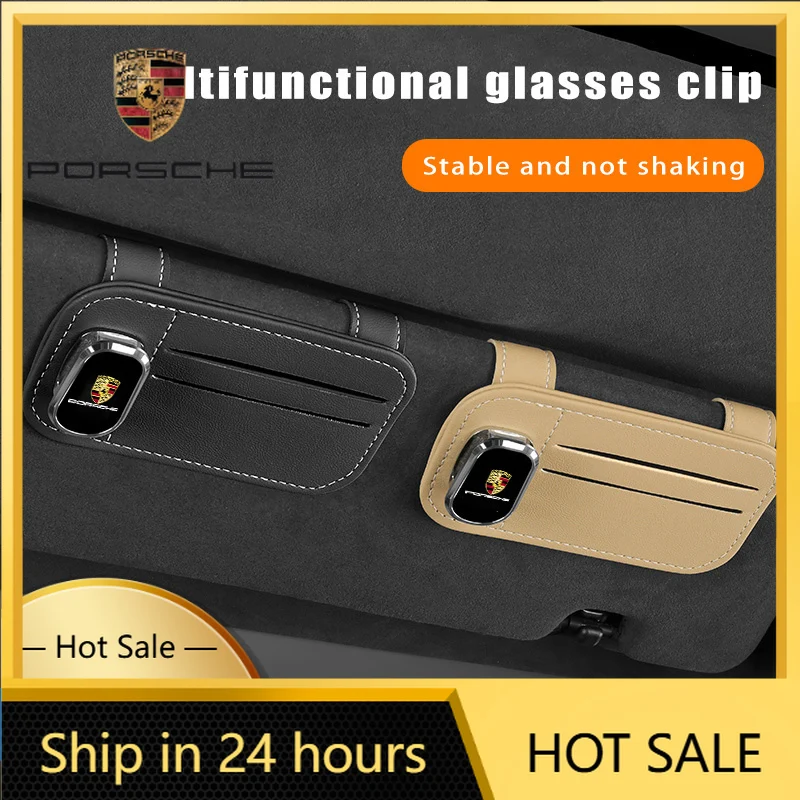

Car Sticker For Porsche Leather Car Glasses Clip Sunglasses Bank Card Holder For Porsche 911 718 Taycan Panamera Cayenne Macan B