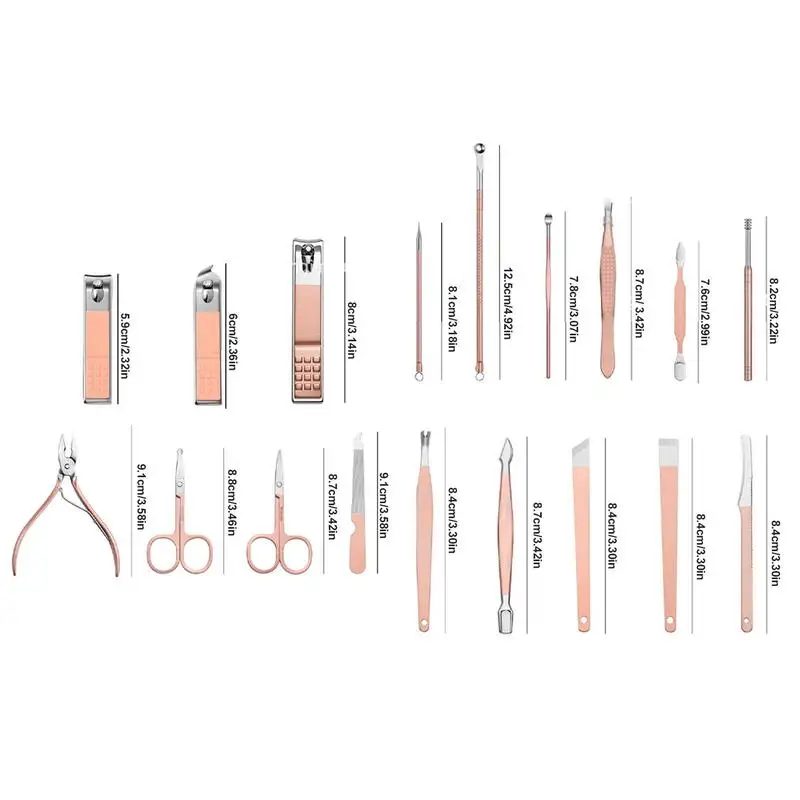 Conjunto de manicure profissional conjunto de 18 cortadores de unhas kit de cortadores de unhas de aço inoxidável profissional facial mão pé cutícula