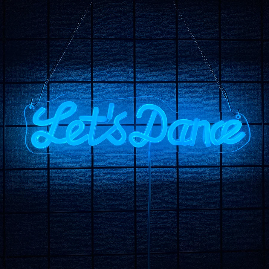 Neonowy szyld \"Dance Party\", litery, zasilany przez USB, do pojedynczych imprez, na bal, do baru, klubu, studia tanecznego, dekoracja artystyczna, łatwy do zawieszenia.