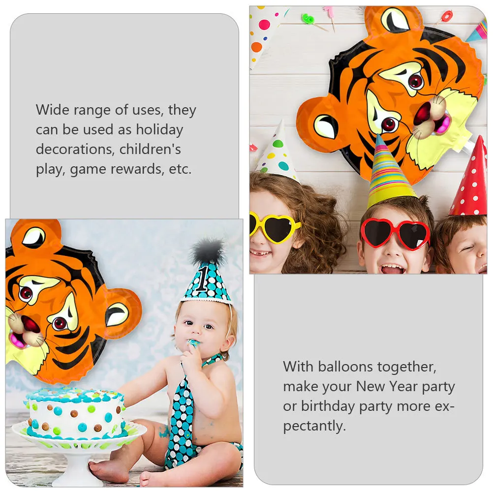 

10Pcs Tiger Head Balloons Mini Cute Design New Year Decorations Party Decor Animals Foil Balloon Set Festive Supplies