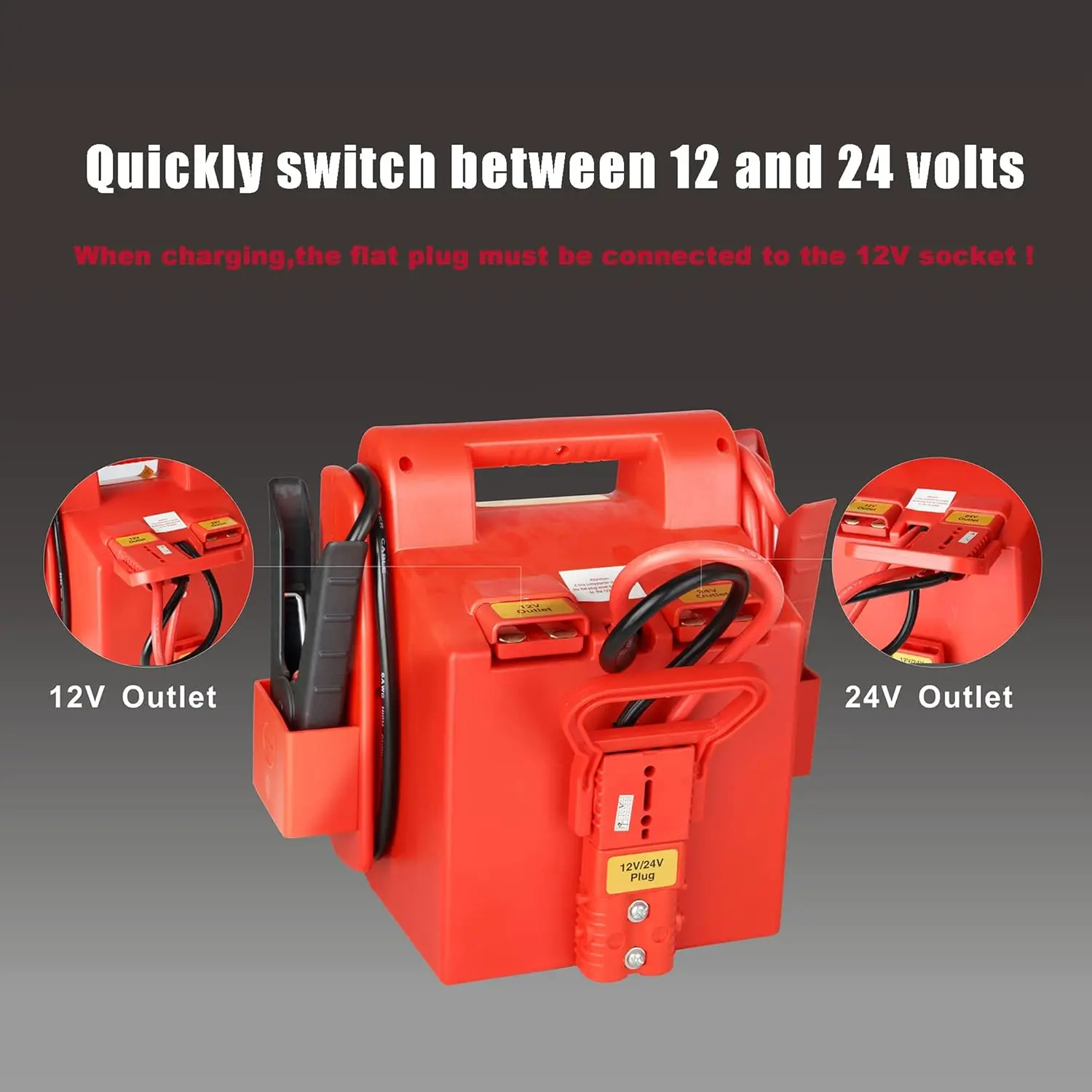 1800/900 Peak Amp 12V/24V Jump Starter Truck Battery Booster Pack & Commercial Jumper Cables,Includes DC/USB Power