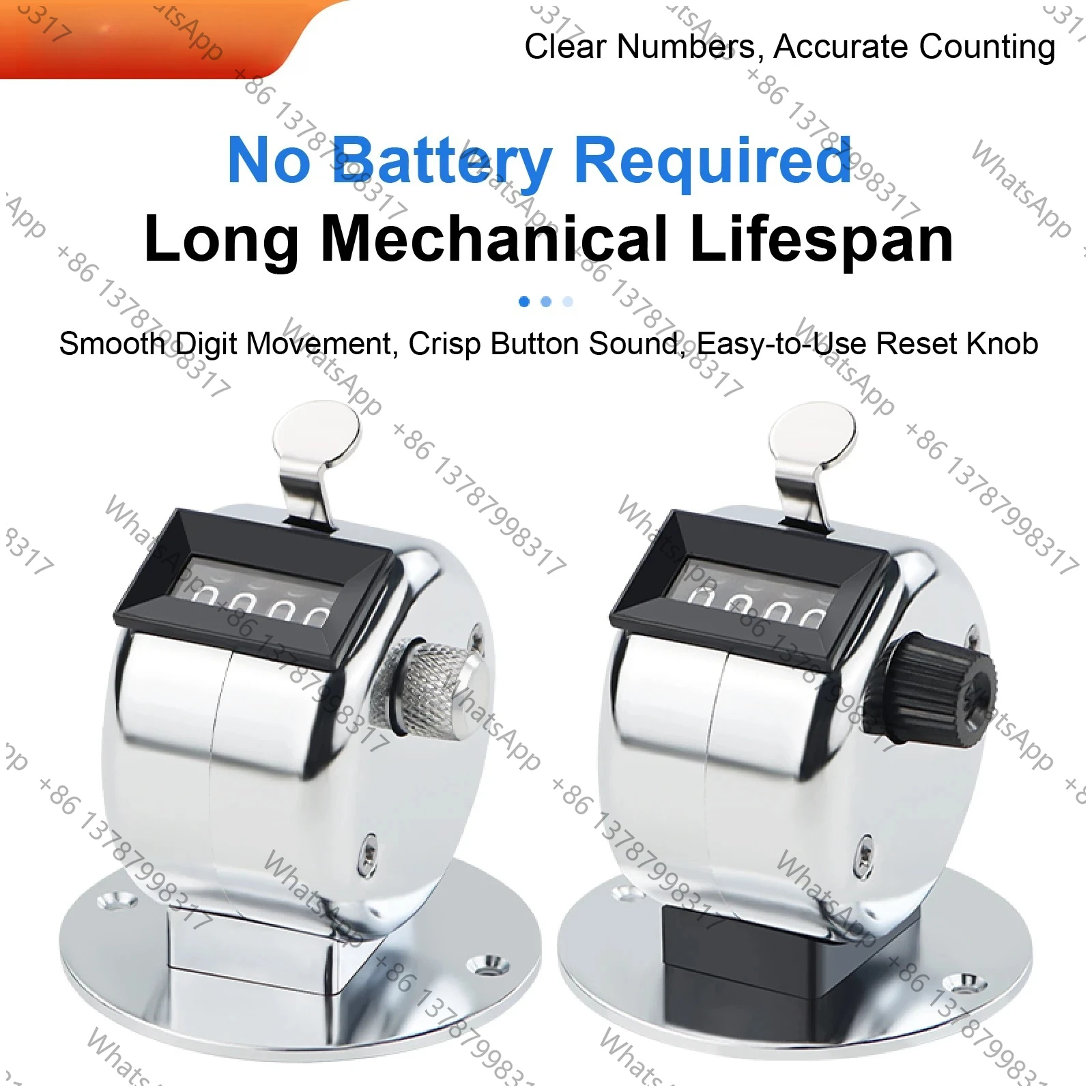Manual 4 Digit Tally Counter Handheld Mechanical Clicker Plastic People Counter for Events Warehouse Lap Counting