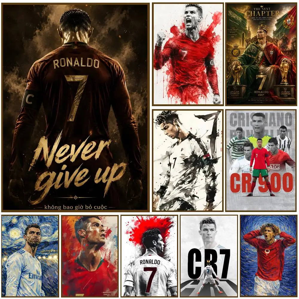 Cristiano Ronaldo Football Star Poster Self-adhesive Living Room Bedroom Party Bar Decor Moisture-proof Fade-resistant HD