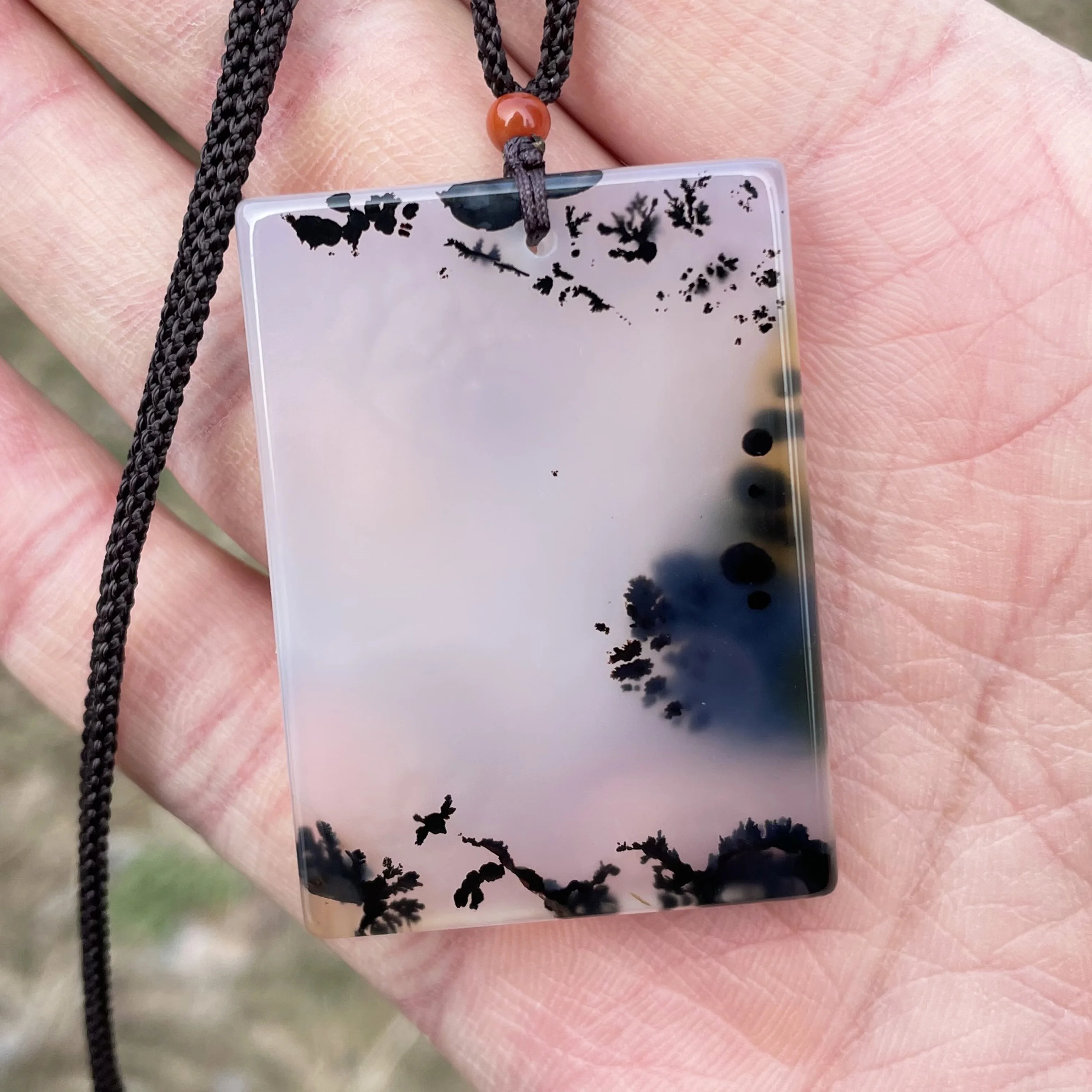 Natural Landscape Tree Agate Pendant Crystal Quartz Necklace Chalcedony Energy Health Gift DIY Reiki Healing Stone Home Decor