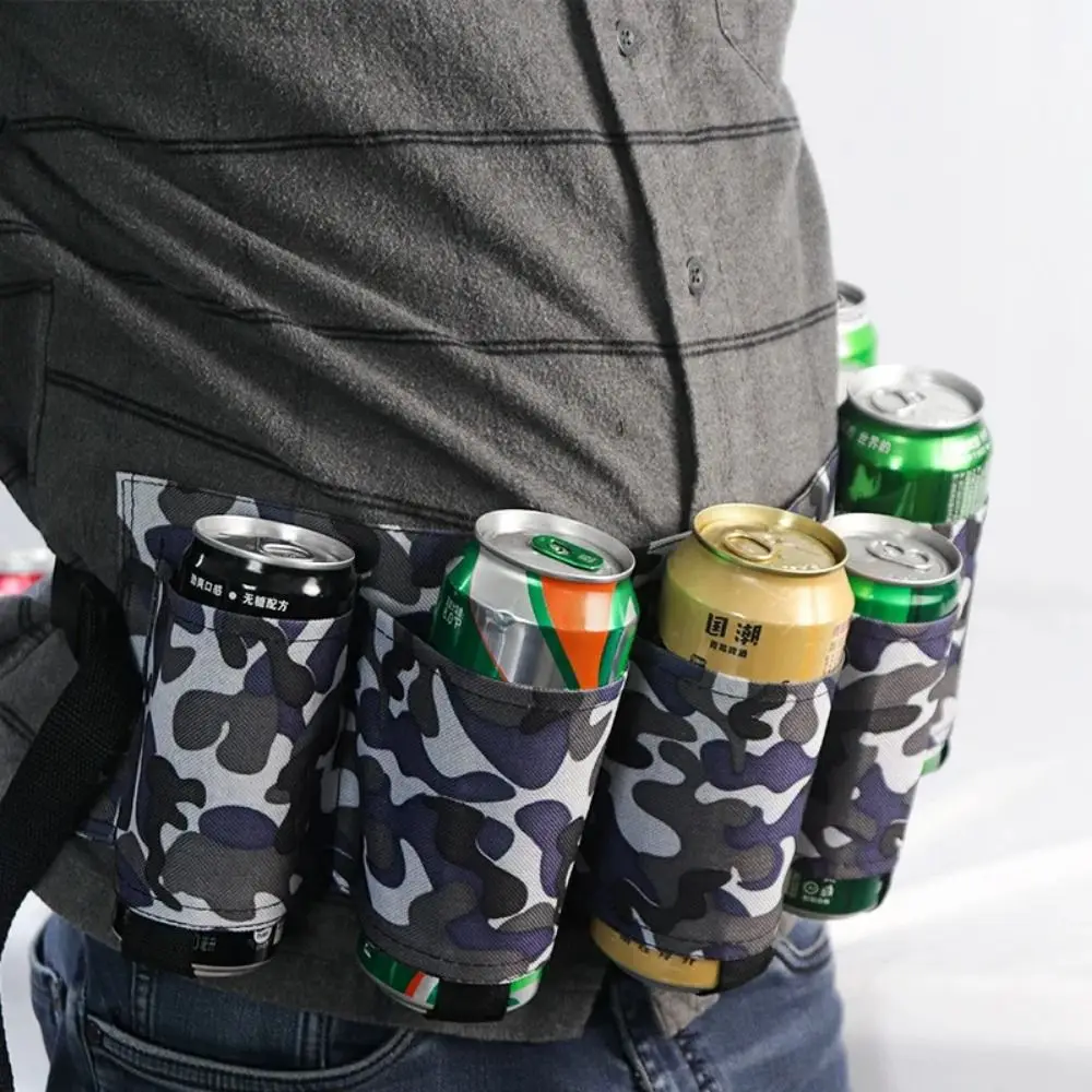 

6 Pockets Beer Storage Waist Bag Camouflage Adjustable Beverage Storage Fannypack Lightweight Portable