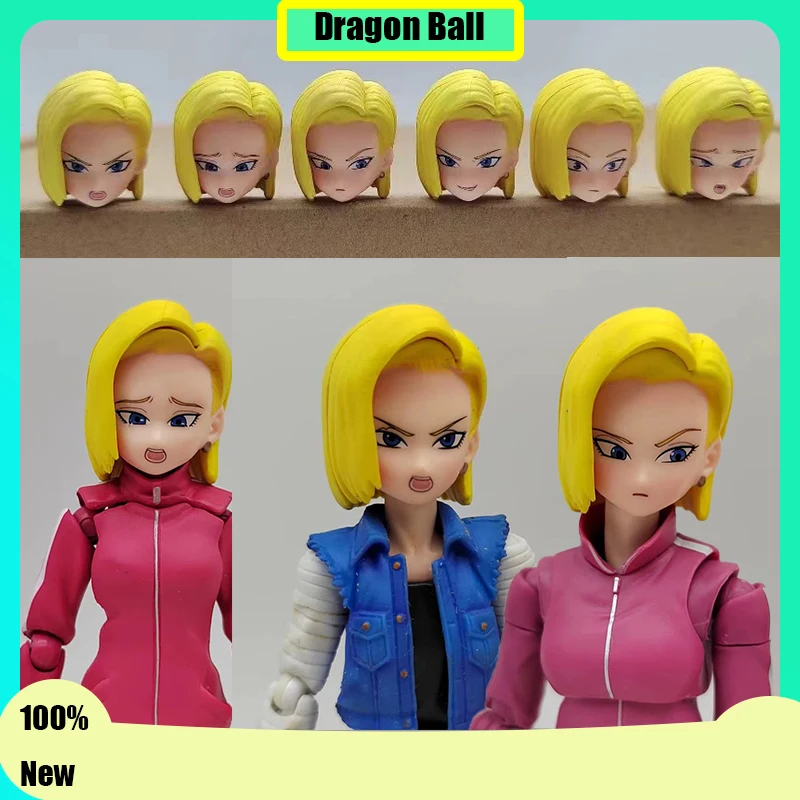 In Stock Dragon Ball Android 18 Heads Accessories Kit Anime Action Figures Android S.H.Figuarts Accessories Toys Models