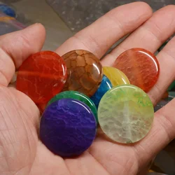 30mm straight-hole natural stone disc pendant crystal stone Inx rose stone necklace bracelet Jewelry Making DIY gift accessories