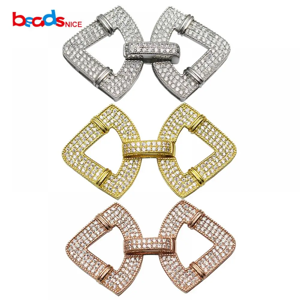 Beadsnice الفاخرة فضة المشبك مثلث المشبك مع الزركون DIY بها بنفسك مجوهرات اكسسوارات لصنع سوار المرأة ID35292