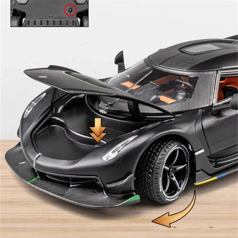 1:24 Jesko Attack Alloy Sports Car Model Diecast Metal Racing Car Model Simulation Sound and Light Childrens Toy Gift