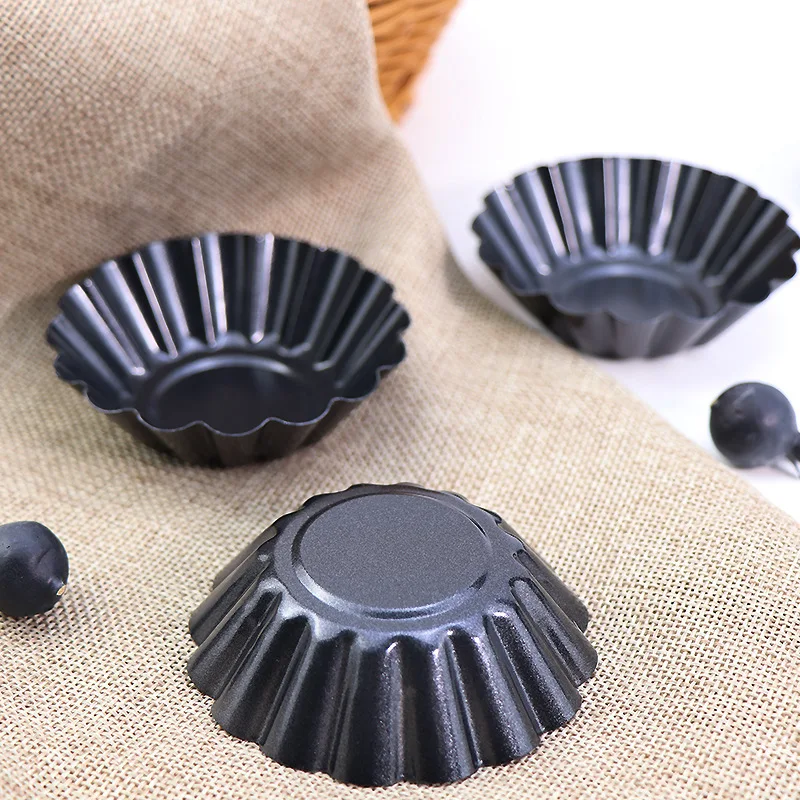 

4Pcs Nonstick Baking Molds Carbon Steel Egg Tart Cupcake Pudding Elegant Scalloped Edge Even Heat Distribution DIY
