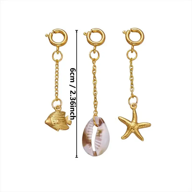 1/3 Stück Edelstahl, kreativer Muschel-, Korallen- und Seepferdchen-Bikini-Schnallenanhänger für Damen, Seestern, Fisch, Muschel, Bikini-Badebekleidung, Schmuck – Detail 8