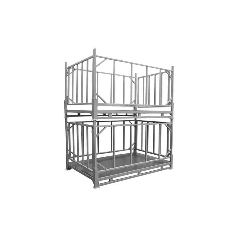 

Double-Layer Stackable Steel Storage Cage Industrial Warehouse Cargo Rack Heavy Duty Powder Coated Stacking Turnover Cage