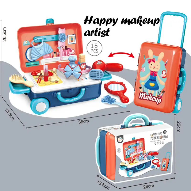 Kinder simulation Spielhaus Küche Spielzeug Mädchen Schönheit tragbare Werkzeuge Utensilien Geschirr Trolley Fall Ärzte Medical Kit