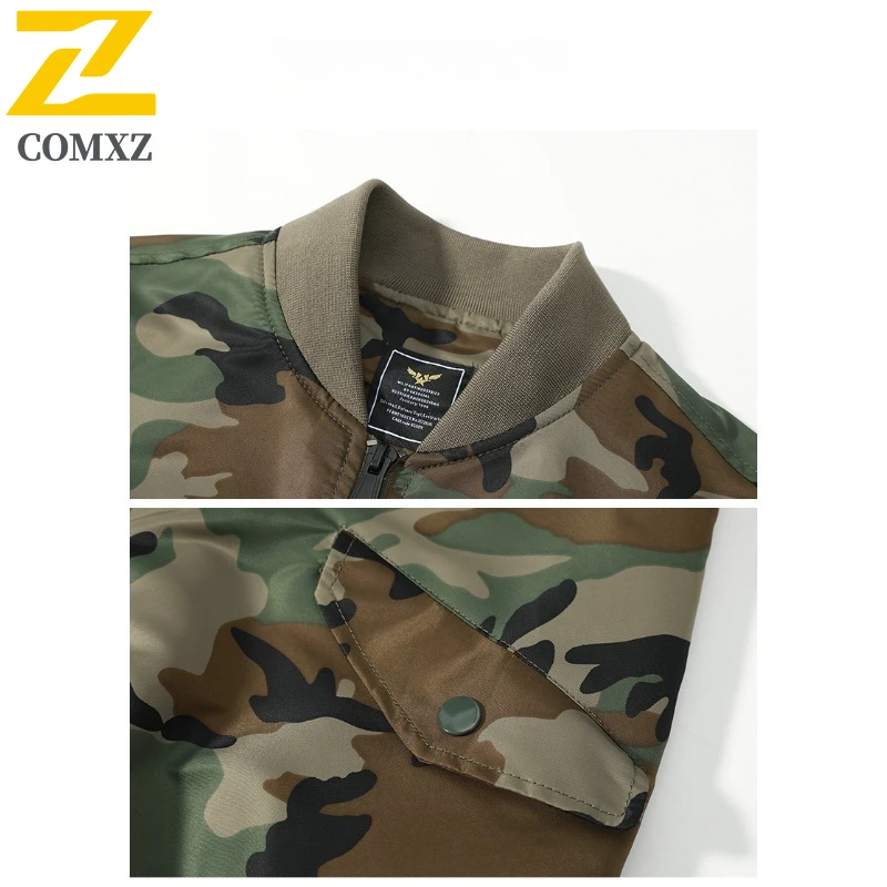 Mens Camo Stand Collar Tactical Windbreaker Winter American Style Military Flight Coat Waterproof Windproof MA1 Bomber Outerwear