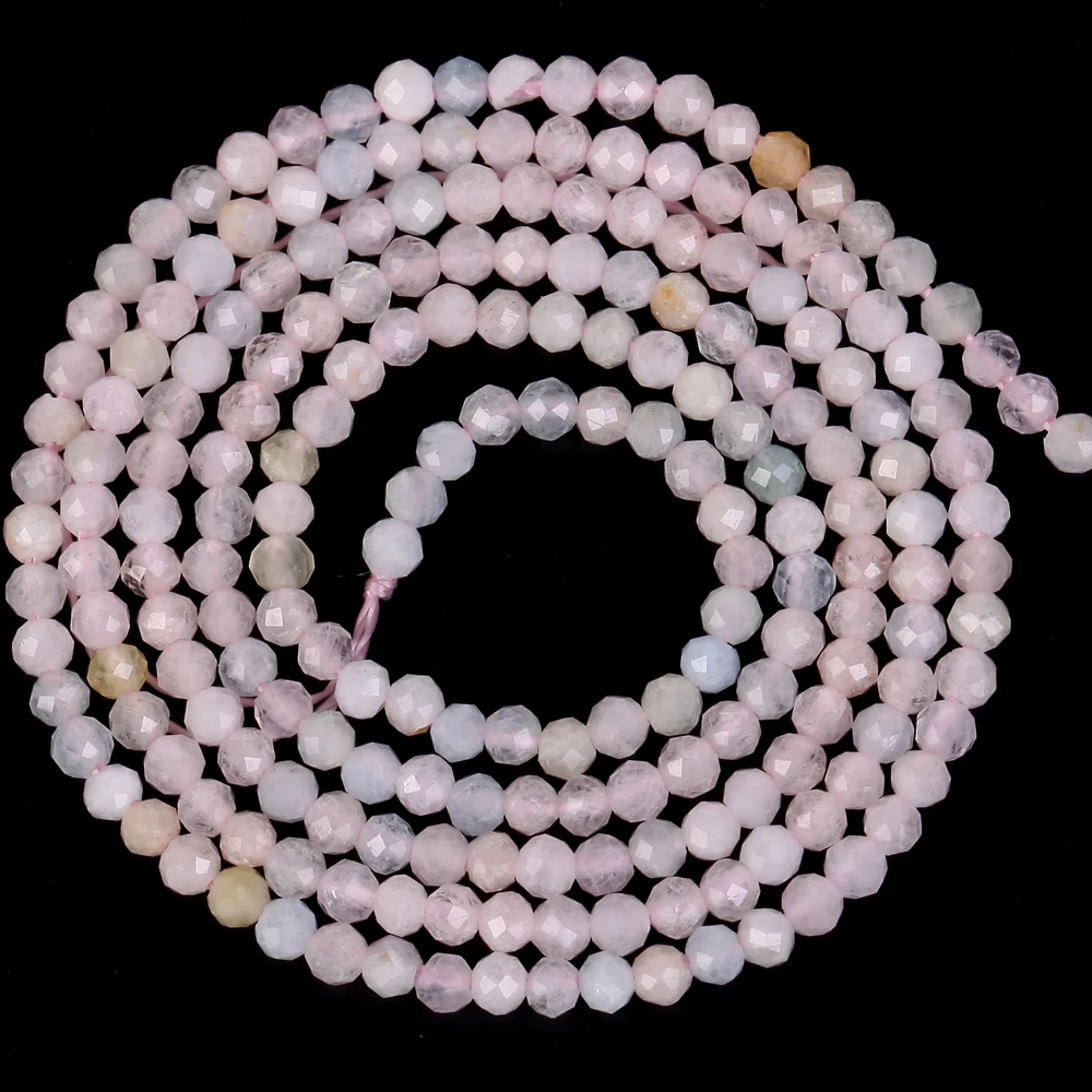 Natural Stone Beads Faced Morganite For Jewelry Making Diy Necklace Accessories Bracelet Loose Beads 2/3mm 15inch