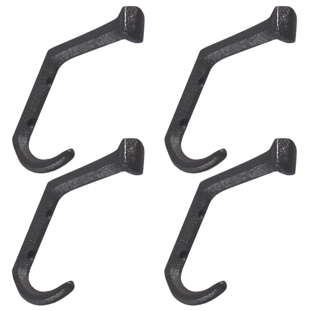 4 Pcs Cast Iron Bent Nail Hook Unique Wall Hangers Vintage Decor Curved Hanging Storage Decorative for Coat Mounted