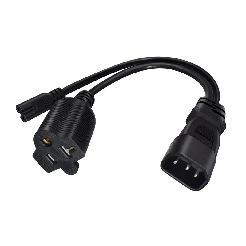 Удлинитель Шнур питания 30 см IEC 320 C14–C7 5-20R Двойная розетка Электрический PDU UPS Кабельный разъем Y Тип Разветвитель Адаптер