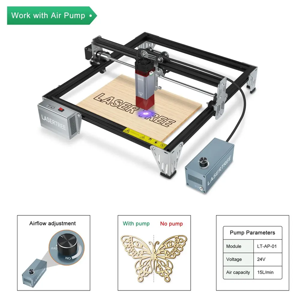 LASER TREE K1 Mini máquina de grabado láser, cabezal láser, cortador, carpintería, luz azul, módulo láser TTL, 10W