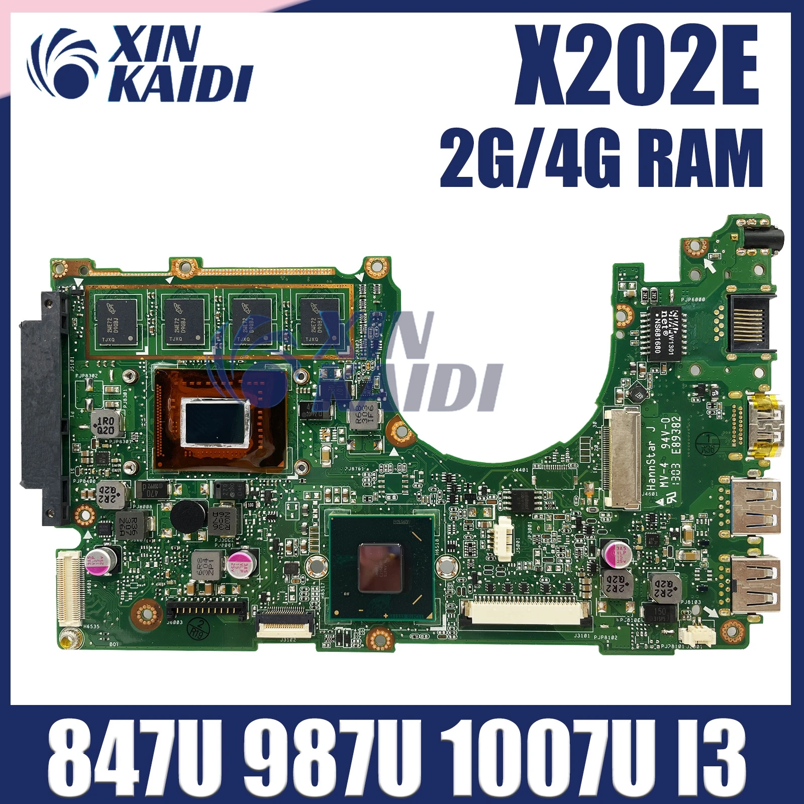 

X202E Mainboard For ASUS S200E X202E X201E X202EP Vivobook Motherboard 847/987 1007U I3-3217U CPU 4G/2G-RAM 100% Test OK