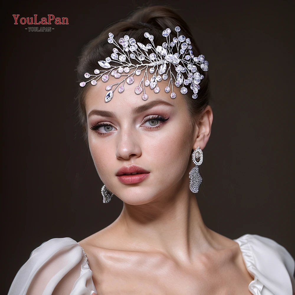 Youlapan pente de cabelo de cristal para casamento, noiva, strass, faixa de cabelo, tiara para mulheres, acessórios de cabelo de noiva, joia, presente hp826