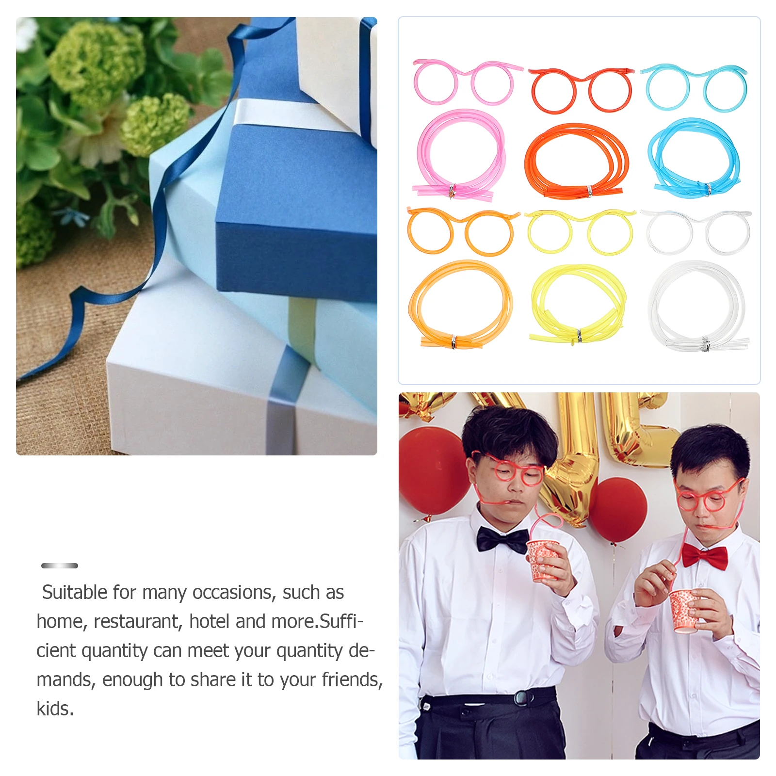 

12 шт. декоративные соломинки, креативные очки, реквизит для фотосессии, новинка, товары для вечеринок, детские забавные очки, соломинка, практичный кухонный бар