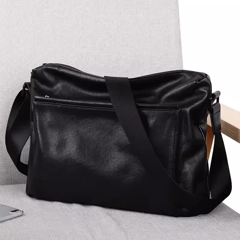 

Genuine Leather Bapa Crossbody Bag for Men Commuter Slung over oulder Casual Mailman Sle Leather Handbag