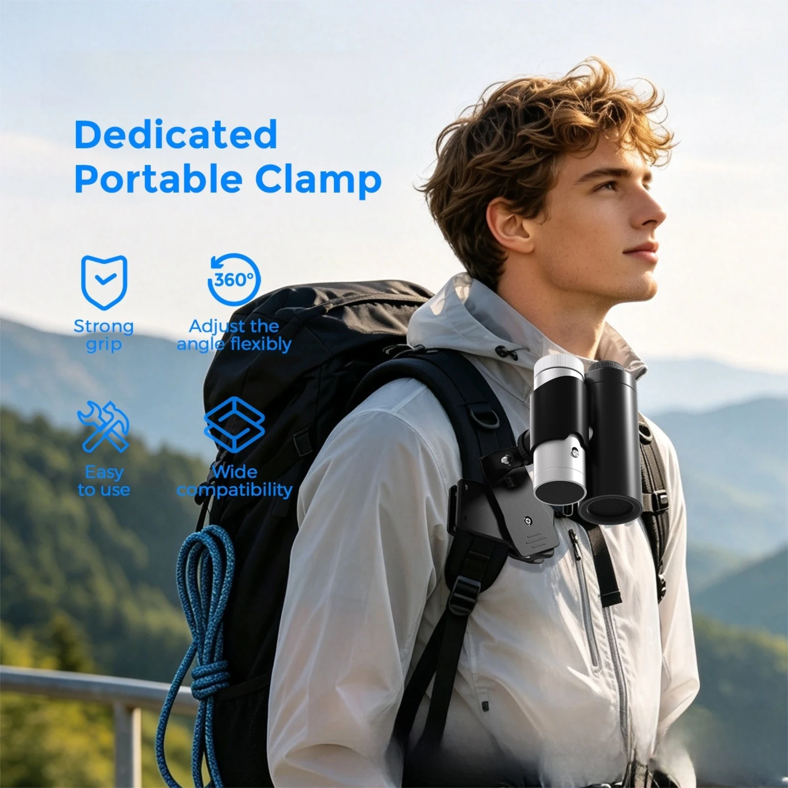 Portable Fan Clip For Shark ChillPill: 360° Rotating Backpack Mount With Strong Non-Slip Grip For Outdoor Gear For Travel
