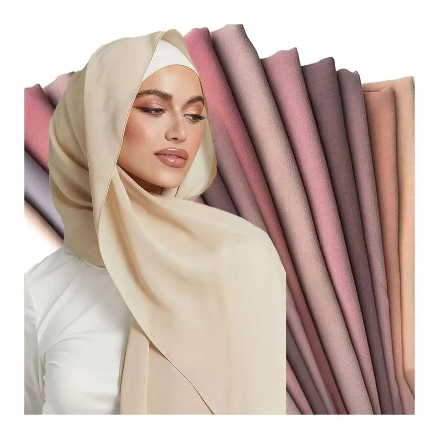 Summer Women Plain Chiffon Hijab Scarf Long Shawl Muffler High Quality Fashion Muslim Headband Neckerchief 180*70cm