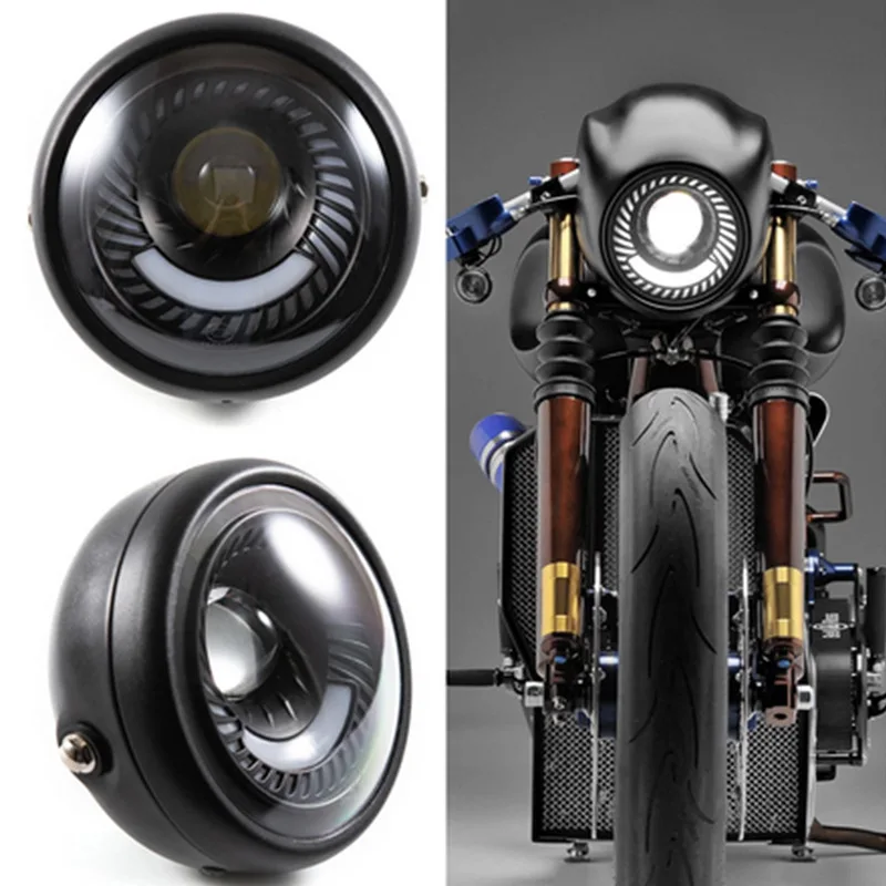 

Черная универсальная фара для преобразования мотоцикла, светодиодная фара, ретро автомобильные фары, металлическая круглая фара