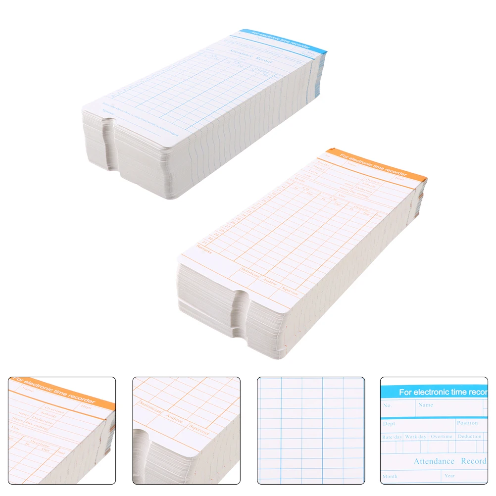 200 Sheets Cards Simple Office Supplies Time Clock Employee Punch Attendance Payroll Recorders Record Weekly