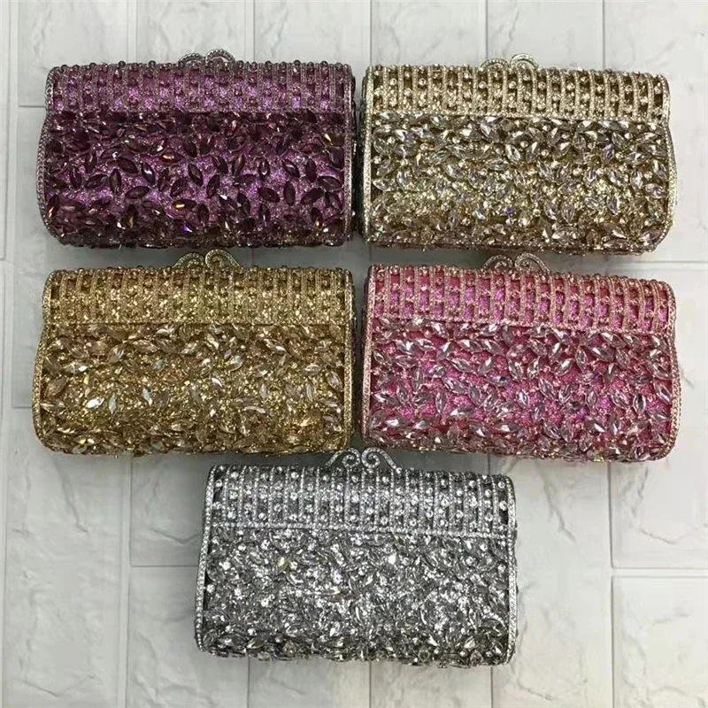 

Luxury Box Flap Evening Bags Fashion Crystal Clutch Bags Women Purse Wedding Prom Pochette Female Handbags