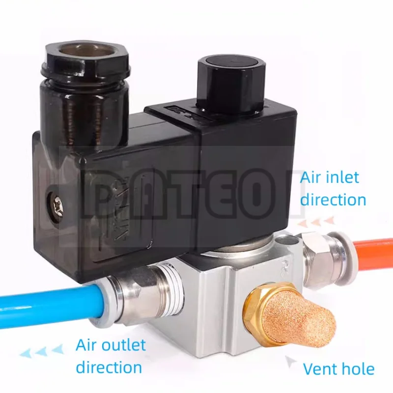 Direct Acting Two-Position Three-Way Large Flow Vacuum Solenoid Valve 3v2-06/08-Nc/No 0.8mpa Aluminum Alloy Valve Body