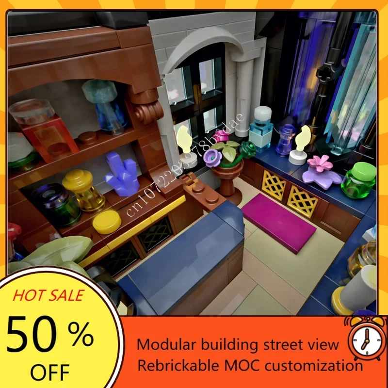 2129PCS Amethyst Potion Shop Custom Puzzle MOC Creative Street View Model DIY Educational Toy Gift for Puzzle Enthusiasts