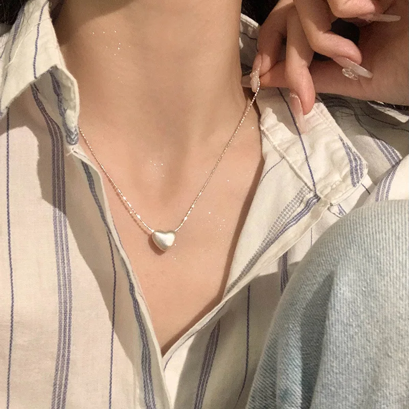 

New 925 Sterling Silver Love Necklace Charm Personalized Heart Pendant Choker Birthday Gift Women's Fine Jewelry