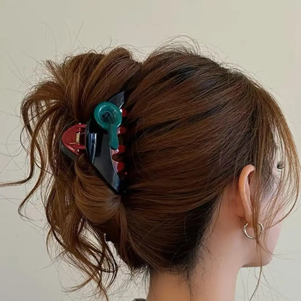 

Triangle Irregular Hair Clip Double Sided Acrylic Shark Clip Button Splicing Hair Claw Creativity Elegant DIY Hair Accessories