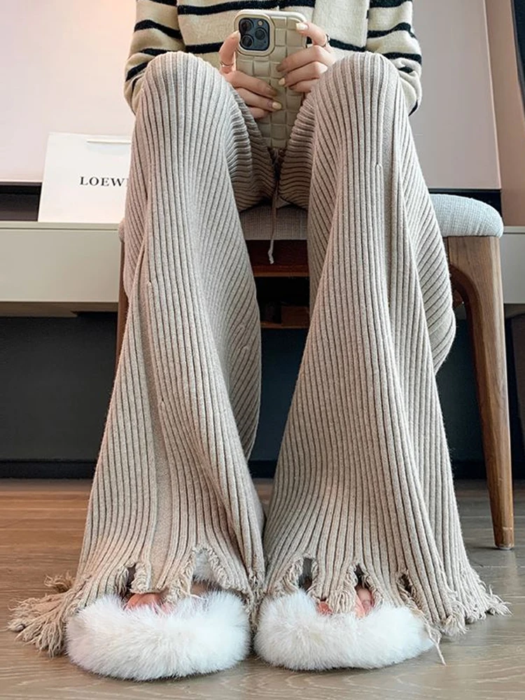 

Women Slimming Casual High Waist Cropped Pants Loose Draping Straight Tessel Wide Leg Pants Basic Sweatpants 2024 C22