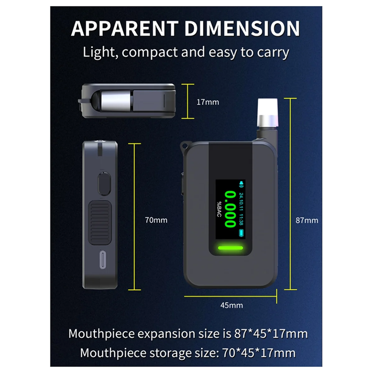 

A08I New D1000 Portable Electrochemical Alcohol Tester Voice Report Blowing Drunk Driving Alcohol Tester Alcohol Meter
