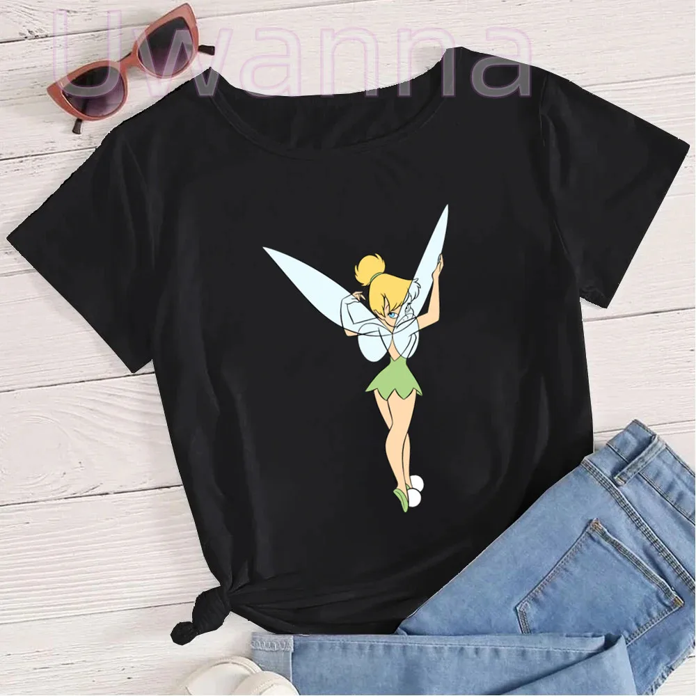 Think Bell Princess Print Cute Women T-shirt Casual Fashion Short Sleeve Black T Shirt Female Streetwear Tshirt Y2k Clothes Tops