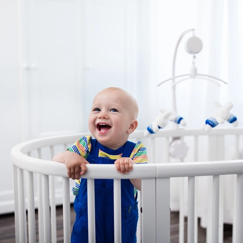 Soporte de juguete con campana para cama de bebé, sonajeros blancos, caja de música para cuna móvil, campana para recién nacido, juguete para cuna de 0 a 12 meses, regalo para bebé